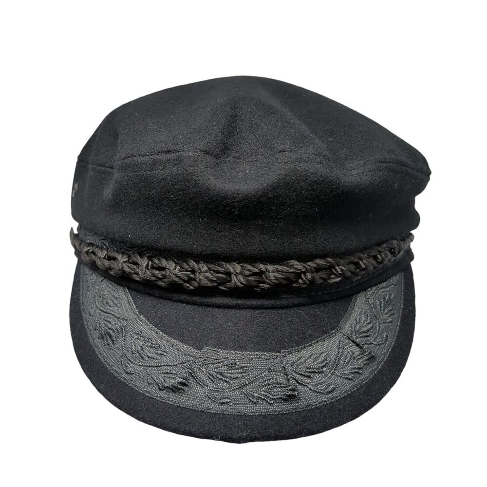 Nautilus Caps Greek Captain's Cap Wool Rope Black Size 7 3/8 Piraeus